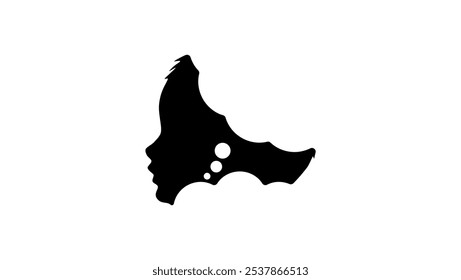 Bathing a child, black isolated silhouette