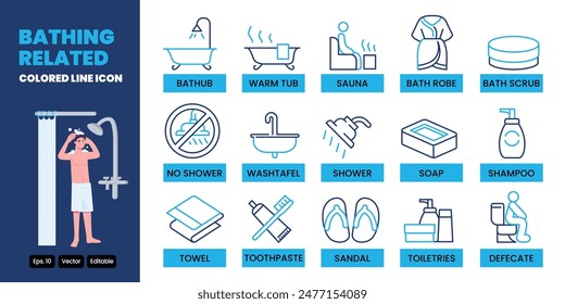 bathing colored line icon vector set design good for web and mobile app