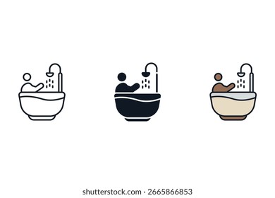 Badesymbole einzeln auf weißem Hintergrund. Flaches Design