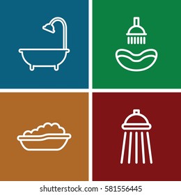 bathing icons set. Set of 4 bathing outline icons such as baby bath