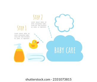 Bathing newborn steps infographic chart design element set. Abstract vector symbols for infochart with blank copy spaces. Kit with shapes for instructional graphics. Visual data presentation