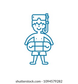 Bathing in the pond linear icon concept. Bathing in the pond line vector sign, symbol, illustration.