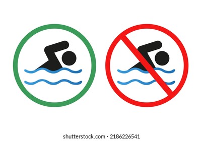 Bathing is prohibited and allowed. Vector illustration