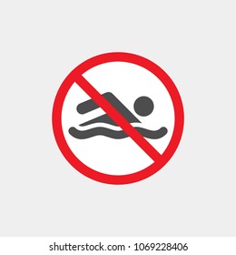 Bathing is prohibited flat vector icon. No swimming flat vector sign