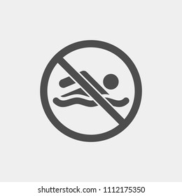 Bathing is prohibited flat vector icon. No swimming flat vector sign