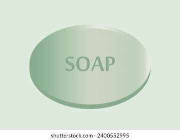 Bathing soap vector illustration.Green color herbal luxury soap on light green background