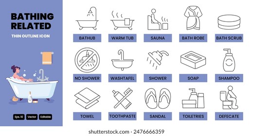 bathing thin outline icon vector set design good for web and mobile app