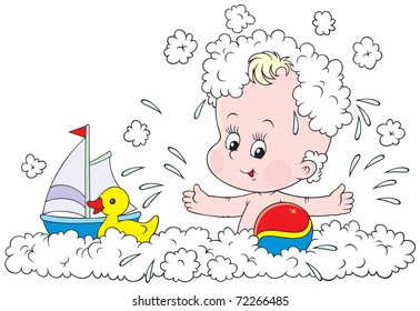 Bathing toddler