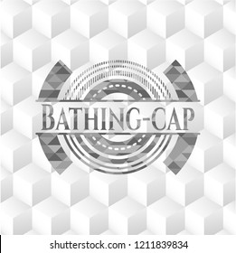 Bathing-cap grey emblem with geometric cube white background