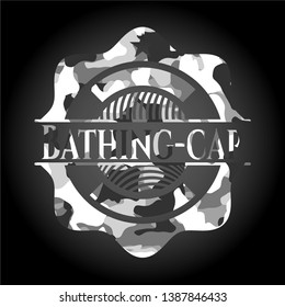 Bathing-cap on grey camouflage pattern