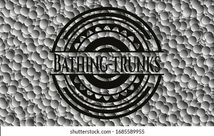 Bathing-trunks dark emblem with grey bubbles background. Vector Illustration. Detailed.