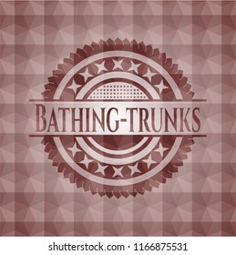 Bathing-trunks red seamless badge with geometric background.