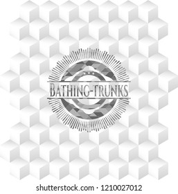 Bathing-trunks retro style grey emblem with geometric cube white background