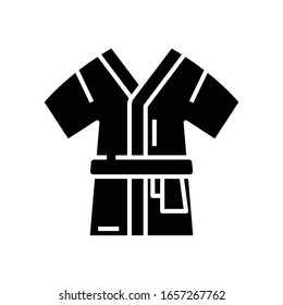 Bathrobe black icon, concept illustration, vector flat symbol, glyph sign.