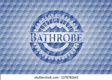 Bathrobe blue badge with geometric background.