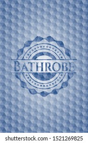 Bathrobe blue emblem or badge with abstract geometric polygonal pattern background. Vector Illustration. Detailed.