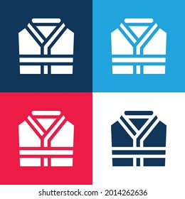 Juego de iconos mínimo de cuatro colores en azul y rojo de la antorcha