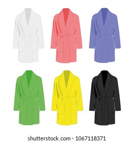 bathrobe different colors set realistic vector illustration isolated