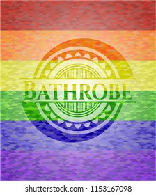 Bathrobe emblem on mosaic background with the colors of the LGBT flag