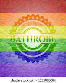 Bathrobe emblem on mosaic background with the colors of the LGBT flag