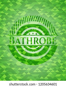 Bathrobe green emblem. Mosaic background