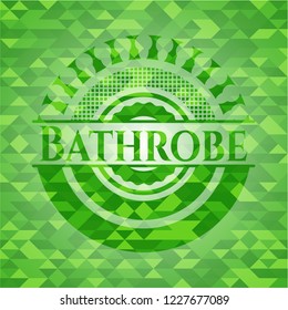 Bathrobe green emblem with mosaic ecological style background