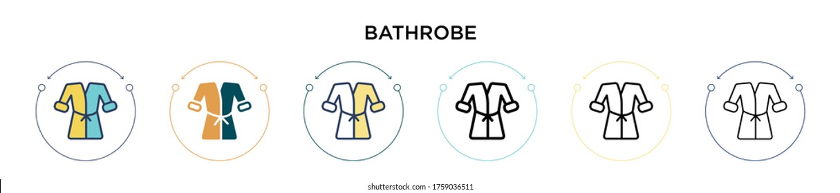 Bathrobe icon in filled, thin line, outline and stroke style. Vector illustration of two colored and black bathrobe vector icons designs can be used for mobile, ui, web