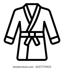 Bathrobe icon flat line style illustration representing comfort and loungewear, suitable for wellness, spa, and home lifestyle projects