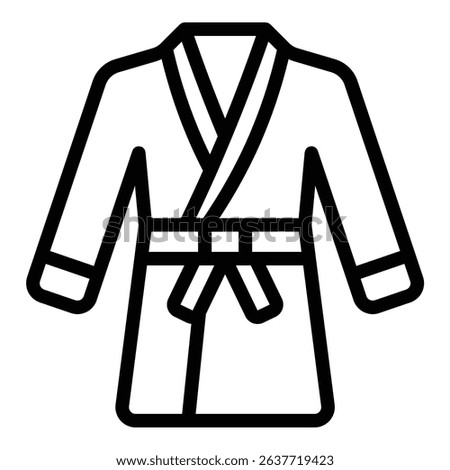 Bathrobe icon flat line style illustration representing comfort and loungewear, suitable for wellness, spa, and home lifestyle projects
