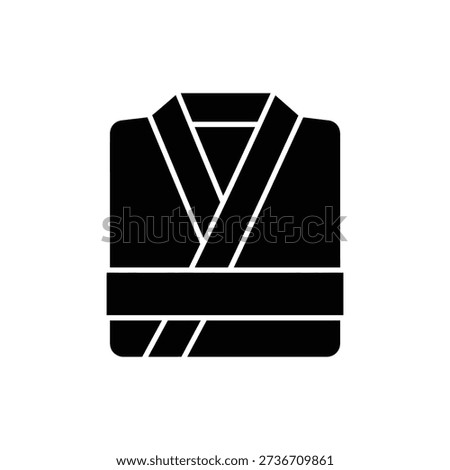 Bathrobe Icon Folded Robe Clothing Symbol - Minimal Vector ,Glyph Style, UI UX App Web Design, Wellness Nature Spa Branding Icon