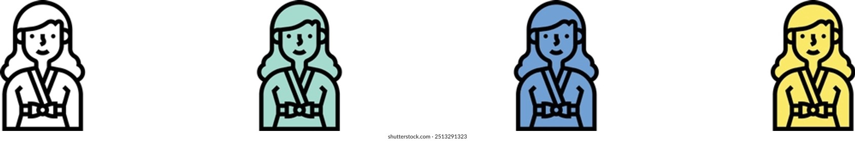 bathrobe icon. Outline, Green, Blue and Yellow Style Design Isolated On White Background