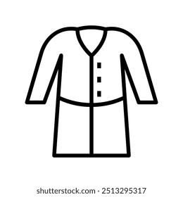 Icono de albornoz. Diseño de estilo de contorno aislado sobre fondo blanco