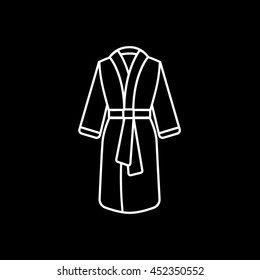 Bathrobe Line Icon On Black Background