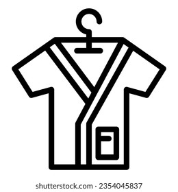 Icono de la línea de empuñadura, concepto de salón de spa, signo de los Albornoces sobre fondo blanco, icono de la camisa de algodón de salón de belleza en el diseño web de concepto móvil estilo contorno. Gráficos vectoriales.