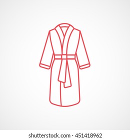 Bathrobe Red Line Icon On White Background