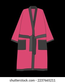 Bathrobe vector coloring . Coloring vector bathrobe isolated on black background for coloring book.
