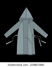 Bathrobe vector coloring . Coloring vector bathrobe isolated on black background for coloring book.
