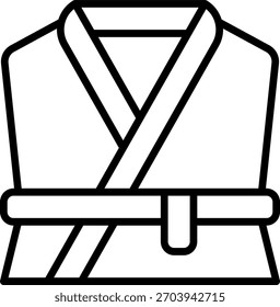 Projeto do vetor do roupão em estilo moderno, roupa de spa do hotel e conceito de conforto do hóspede, ilustração de amenidades de quarto de luxo. Ícone de Linha