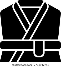 Projeto do vetor do roupão em estilo moderno, roupa de spa do hotel e conceito de conforto do hóspede, ilustração de amenidades de quarto de luxo. Ícone de Glifo