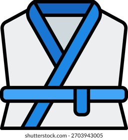 Projeto do vetor do roupão em estilo moderno, roupa de spa do hotel e conceito de conforto do hóspede, ilustração de amenidades de quarto de luxo. Ícone Linha Preenchida