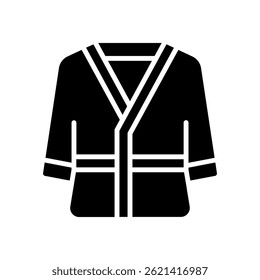 Bathrobe Vector for Hotel Amenities and Relaxation. Luxury robe illustration. Spa comfort icon for cozy experiences. Glyph Icon