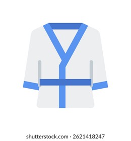 Bathrobe Vector for Hotel Amenities and Relaxation. Luxury robe illustration. Spa comfort icon for cozy experiences. Flat Icon