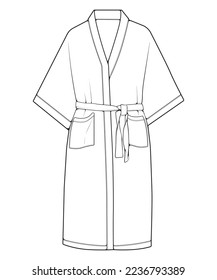 Bathrobe vector lineart .Outline vector bathrobe isolated on white background for coloring book.
