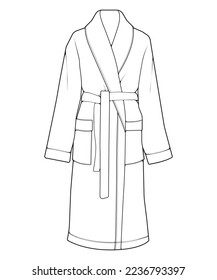 Bathrobe vector lineart .Outline vector bathrobe isolated on white background for coloring book.
