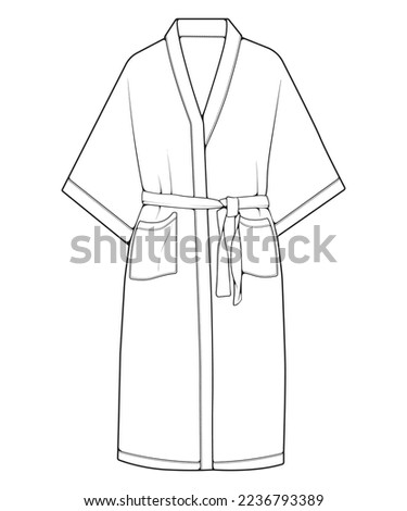 Bathrobe vector lineart .Outline vector bathrobe isolated on white background for coloring book.
