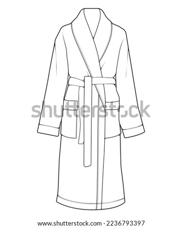 Bathrobe vector lineart .Outline vector bathrobe isolated on white background for coloring book.
