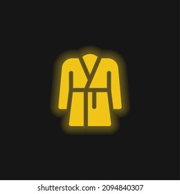 Bathrobe yellow glowing neon icon