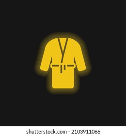 Bathrobe yellow glowing neon icon