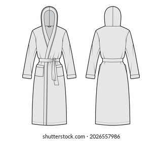 Bathrobes Hooded Dressing Gown Technical Fashion Stock Vector (Royalty ...