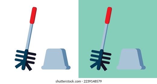 Bathroom accessories, Commode cleaning tools, Household cleaning products icon, Lavatory cleaning appliances, cleaning services logo, set of bathroom brushes vector illustration